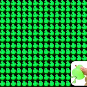 200 Pcs Glow in The Dark Rubber Ducks 1.5 Inch Luminous Mini Rubber Duck Squeaky Floating Light up Bathtub Toys Mini Fluorescent Ducks for Shower Summer Pool Birthday Party