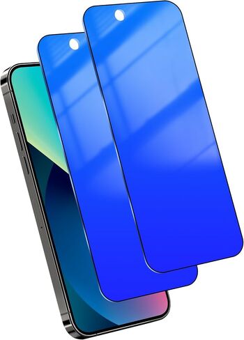 2 Pack Privacy Screen Protector for iPhone 13 Pro Max and for iPhone 14 Plus Tempered Glass Anti-Spy Gradient Colorful Anti Bluelight Easy Installation Frame Full Coverage (6.7 inch Blue) in Saudi Arabia