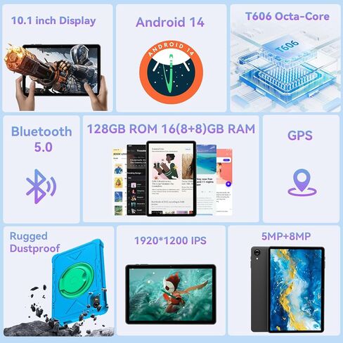 تابلت HUIHUANG مقاس 10 بوصة بنظام Android 14، وذاكرة وصول عشوائي 16 جيجابايت وذاكرة تخزين داخلية 128 جيجابايت وذاكرة قراءة فقط 1 تيرابايت TF، ثماني النواة، بطارية ذات سعة كبيرة، كاميرا مزدوجة 5 ميجابكسل + 8 ميجابكسل، واي فاي 5G/2.4G، بلوتوث 5.0، نظام تحدي in Saudi Arabia