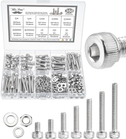 Mr. Pen- Nuts and Bolts Assortment Kit, 810 pcs, Stainless Steel, M3 M4 M5 M6 Button Head Socket Cap Screws Assorted Nuts and Bolts, Nut Bolt and Washer Assortment, Bolt and Nut Assortment in Saudi Arabia