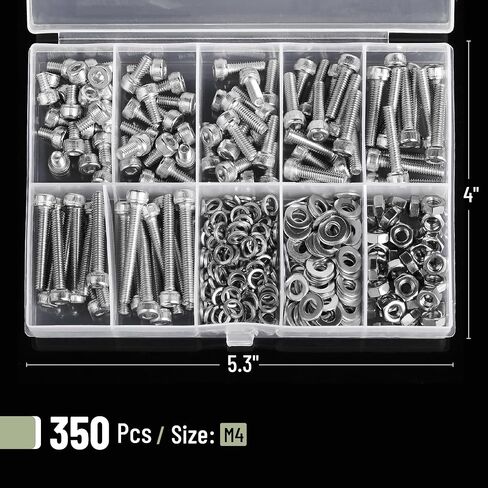 Mr. Pen- Nuts and Bolts Assortment Kit, 810 pcs, Stainless Steel, M3 M4 M5 M6 Button Head Socket Cap Screws Assorted Nuts and Bolts, Nut Bolt and Washer Assortment, Bolt and Nut Assortment in Saudi Arabia