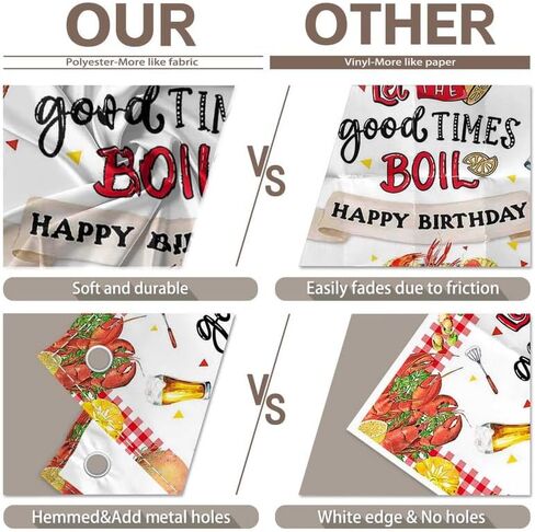 ZTHMOE 72x43inch Fabric Crawfish Boil Backdrop Let The Good Times Boil Photography Background Lobster Seafood BBQ Birthday Party Decoratins Photo Booth Banner in Kuwait