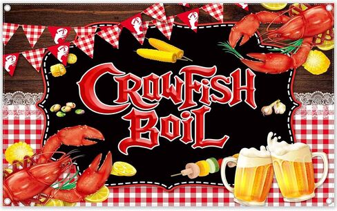 Zthmoe 72x43inch Fabric Crawfish Boil Backdrop Let the Good Times Boil Boil Backgrogrood Lobster Seafood BBQ Party Party Decoratins Banner Photo Banner in Kuwait