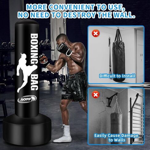 71'' Standing Punching Bag for Adults, Heavy Bag Boxing Bag with Stand Upgrated Raise Base Inflatable Kicking Bag Muay Thai Bag for Training MMA Taekwondo in Saudi Arabia