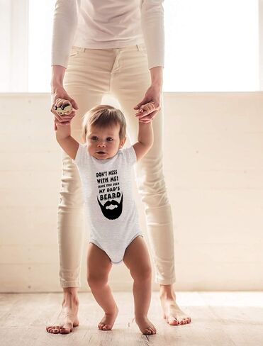 CBTwear Don't Mess With Me My Dad's Beard - Baby Clothes - Funny Newborn Bodysuit Outfits for Boys and Girls in Saudi Arabia