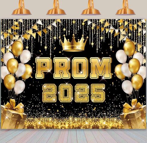 BINQOO Prom 2025 Backdrop 7x5ft Black Gold Congratulate Graduation Prom Send Off Background Class of 2025 Congrats Grad Party Banner Photo Booth Props in Saudi Arabia