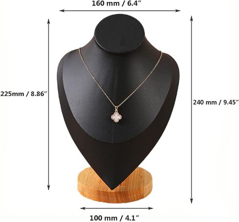 TANG SONG Wooden Bottom Leather Soft Mat Portrait Necklace Display Stand NecklaceOrganizer Holder (White) in Kuwait