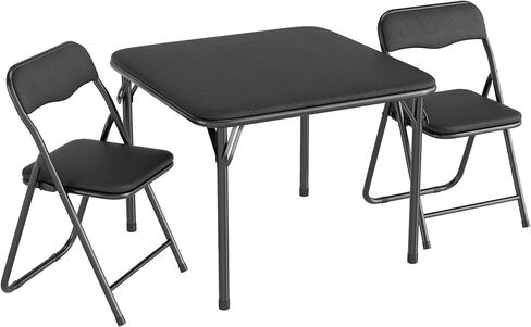 Boys and Girls Folding Table and Chair Set of 3, Featuring a Portable Table and Chairs with Ssoft Pu Cushions. No Assembly is Required, Perfect for Eating, Reading, and Playing in Saudi Arabia