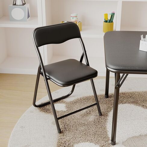 Boys and Girls Folding Table and Chair Set of 3, Featuring a Portable Table and Chairs with Ssoft Pu Cushions. No Assembly is Required, Perfect for Eating, Reading, and Playing in Saudi Arabia