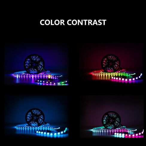WS2812B شريط LED فردي مصادفه SMD 5050 144Pixels RGB Pixel Strip DC5V (3.2 قدم 144LELS غير مقاوم للماء ، أسود ثنائي الفينيل متعدد الكلور) in Saudi Arabia
