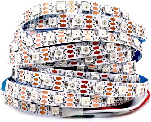 WS2812B شريط LED فردي مصادفه SMD 5050 144Pixels RGB Pixel Strip DC5V (3.2 قدم 144LELS غير مقاوم للماء ، أسود ثنائي الفينيل متعدد الكلور) in Saudi Arabia