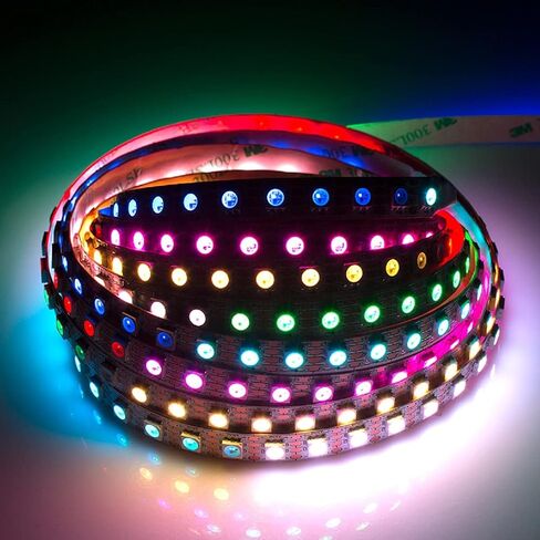 WS2812B شريط LED فردي مصادفه SMD 5050 144Pixels RGB Pixel Strip DC5V (3.2 قدم 144LELS غير مقاوم للماء ، أسود ثنائي الفينيل متعدد الكلور) in Saudi Arabia