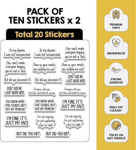 | Funny Work Stickers for Adults (6 Pcs) - Strong Adhesive, Durable, Funny Laptop Decals and Stickers - But Did You Die Sticker, But Did You Document It Sticker and Others in Saudi Arabia