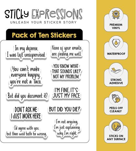 | Funny Work Stickers for Adults (6 Pcs) - Strong Adhesive, Durable, Funny Laptop Decals and Stickers - But Did You Die Sticker, But Did You Document It Sticker and Others in Saudi Arabia