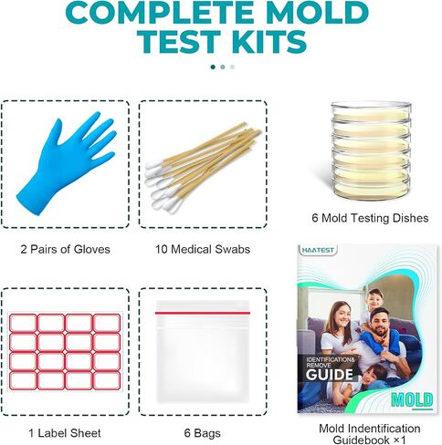 Mold Test Kit for Home: 10 Simple Mold Detector with Detailed Identification Guide for Home Surfaces & Indoor Air Quality Testing Results in 48 Hours - at Home Black Mold Detection Kit in Saudi Arabia