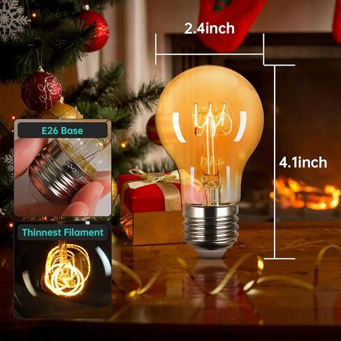 Edison LED Bulb E26 Base 25 Watt خمر قاتمة للضوء المتوهج A19 2200k ناعم أصفر دافئ وهج مثالي للديكور الريفي وإضاءة النمط العتيقة in Kuwait