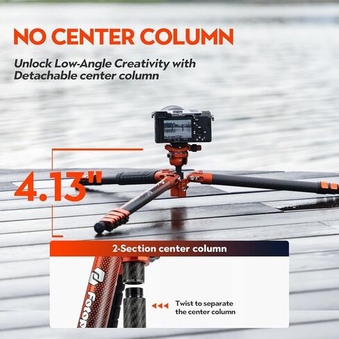 Fotopro 63 Inch Carbon Fiber Tripod with Panoramic Ball Head Flip Lock 2.51lb Lightweight Expandable Compact Portable Professional Camera Tripod for DSLR Load up to 33lb X-Airfly Orange in Saudi Arabia