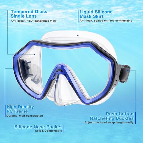 Snorkeling Gear for Adults, Dry Adult Snorkel Set HD Panoramic View Snorkel Mask Set, Anti-Leak and Anti-Fog Scuba Diving Package with Mesh Bag Ear Plug for Snorkeling Scuba Diving Travel in Saudi Arabia