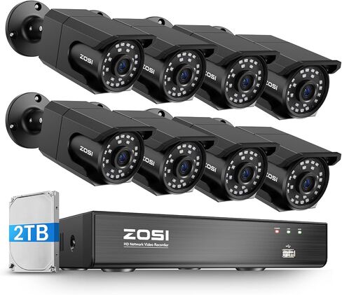 ZOSI 4K 8MP Security PoE IP Bullet Camera Outdoor Indoor with Audio, Human Detection, 100ft B&W Night Vision, 4.0mm Lens, 90° Viewing Angle, IP66 Weatherproof (Only Work 4K POE NVR) in Saudi Arabia