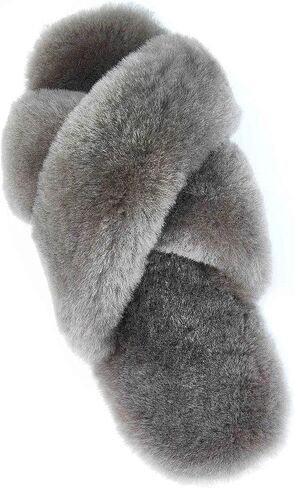 CLPP'LI Womens Cross Band Fluffy Fuzzette Slipper in Saudi Arabia