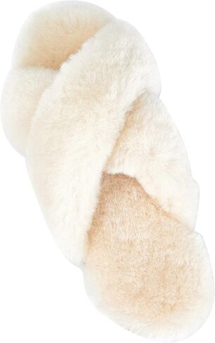 CLPP'LI Womens Cross Band Fluffy Fuzzette Slipper in Saudi Arabia