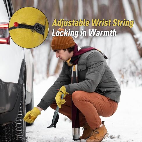 KONGOUARD Winter Work Glove Waterproof Heated Water Repellent Cold Weather Insulated Genuine Leather Work Gloves Brown L in Saudi Arabia