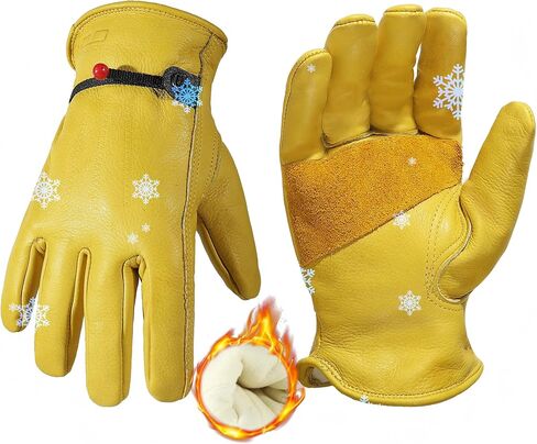 KONGOUARD Winter Work Glove Waterproof Heated Water Repellent Cold Weather Insulated Genuine Leather Work Gloves Brown L in Saudi Arabia