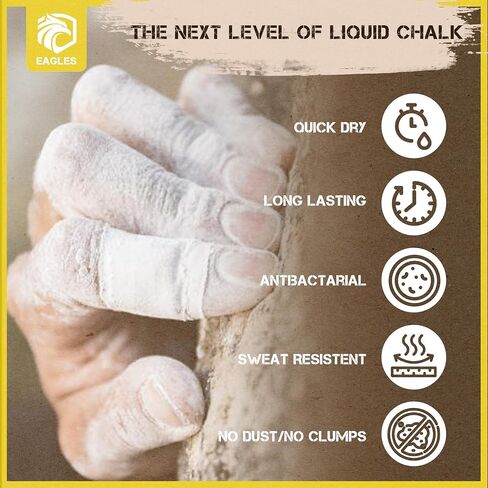 EAGLES Pro Grade Liquid Chalk (120 ML) Mess-Free Chalk for Weightlifting, Gymnastics Rock Climbing, Dancing, Pole Grip - Sports & Workout Chalk - Sweat Resistant Long Lasting for Stronger Gym Grip in Saudi Arabia
