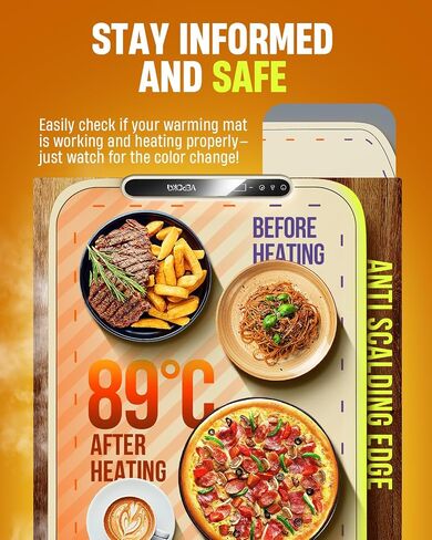 Food Warming Mat for Buffet, VEPOKA Food Warming Mats for Countertop, Silicone Heating Mat with 7 Temperature Levels& Auto Shut-Off, Food Warmers for Parties, Gatherings, Everyday Use in Saudi Arabia