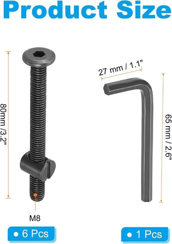 PATIKIL M8 x 120mm & M8 x 18mm Bunk Bed Bolts, 6 Pack Hex Drive Socket Cap Barrel Screws Bolt Nuts Assortment Kit with 1Pcs Wrench for Furniture Bed, Zinc Color in Saudi Arabia