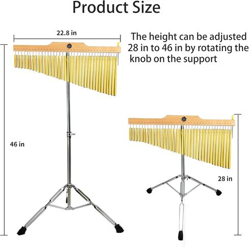 TNZMART 8 Note Bar Chimes Handheld Wind Chimes with Stick Single Row Musical Chimes for Practice and Performance (8 Note Gold, Single Row) in Saudi Arabia