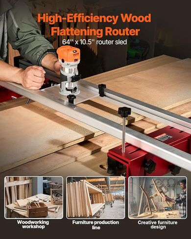 Vevor Router Sled ، 64 بوصة ، آلة تخطيط القطع لألواح تسطيح ، محور X&Y قابل للتعديل ، توجيه أعمال النجارة DIY لمشاريع تحسين المنزل ، الأعمال الخشبية ، المنزل DIY in Kuwait