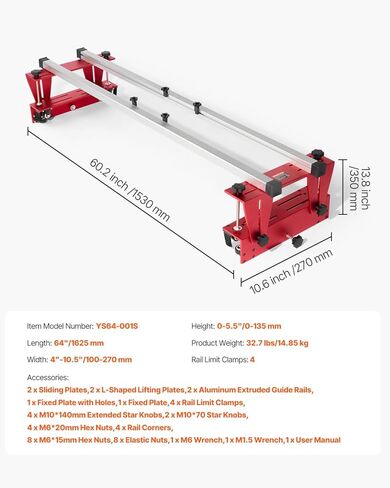 Vevor Router Sled ، 64 بوصة ، آلة تخطيط القطع لألواح تسطيح ، محور X&Y قابل للتعديل ، توجيه أعمال النجارة DIY لمشاريع تحسين المنزل ، الأعمال الخشبية ، المنزل DIY in Kuwait