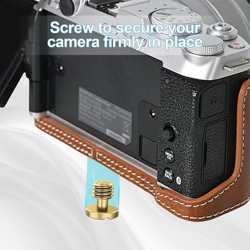 Protective Camera Case for Fujifilm XM5 Mirrorless Camera,Fuji X-M5 Camera Case Fuji XM5 Half Case With Front Cover With Shoulder Strap Full Protection Snap Button-COFFEE in Saudi Arabia