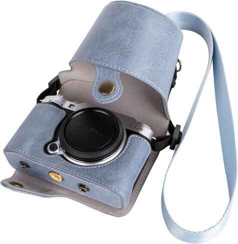 Protective Camera Case for Fujifilm XM5 Mirrorless Camera,Fuji X-M5 Camera Case Fuji XM5 Half Case With Front Cover With Shoulder Strap Full Protection Snap Button-COFFEE in Saudi Arabia