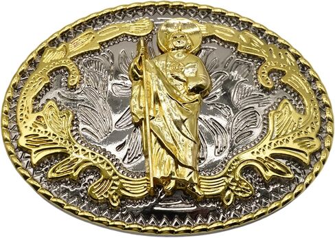 WMG Western St Jude Belt Buckle Gold Silver Saint Jude San Judas Cowboy Buckle Hebilla Vaquero Rodeo in Kuwait
