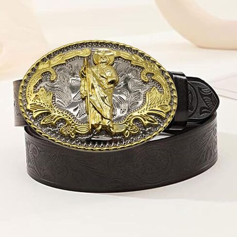 WMG Western St Jude Belt Buckle Gold Silver Saint Jude San Judas Cowboy Buckle Hebilla Vaquero Rodeo in Kuwait