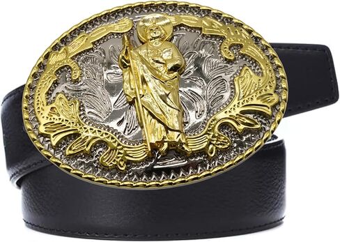 WMG Western St Jude Belt Buckle Gold Silver Saint Jude San Judas Cowboy Buckle Hebilla Vaquero Rodeo in Kuwait