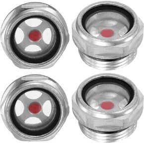 4-Pack Air Compressor Oil Sight Glass, M16 x 1.5mm Glass No Leak Hex Oil Liquid Level Gauge Fittings W O-Ring for Air Compressor/Pump/Tank Sight Plug Window
