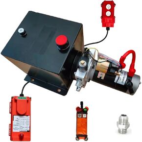 Hydraulic Power Unit 1.2kW 2200PSI 12V DC Hydraulic Station Pump Single Acting, Power Unit for Dump Trailer Car Lifting Platforms, 8 Quart (Single Acting+Handle Control)
