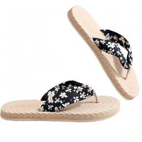 Women's Floral Flip Flops sandals for women-Non-Slip Durable and Lightweight for Indoor beach Slippers many other occasions-Walking Shopping womens sandals Black