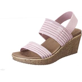 Skechers Women's Beverlee-Sheer Luck Wedge Sandal, Pink, 5