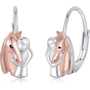 Hypoallergenic Horse Stud Earrings 925 Sterling Silver Cute Animal Stud Earrings Horse Jewelry Gifts for Women Girls, Rose Gold in Kuwait
