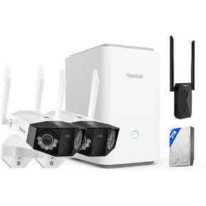REOLINK WiFi Camera System with WiFi Extender Bundle, 16MP Dual-Lens WiFi Camera, Home Hub Pro with 2TB HDD Included, Dual-Band WiFi Extender for WiFi Signal Booster