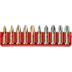 PB Swiss Tools Phillips Pozidriv Bit Block PB C6.706 CN | 100% Swiss Made | 10-Piece Bit Set with C6 1/4" PrecisionBits, Size PH 0-3, PZ 0-3