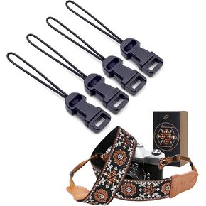 Padwa Lifestyle Vintage Embroidered Camera Strap and 4 Pcs Black Quick Release Camera Strap QD Loops Connector Adapter