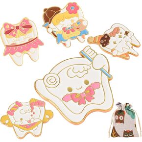 Tooth Fairy Coins Set 5PCS Double Sided Metal Keepsake Tokens with Gift Bag Tooth Loss Reward for Kids from Parents or Dentists LALADUCK Tooth Fairy Official