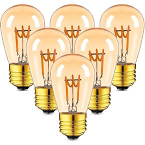 E26 LED Vintage Edison Light Bulbs,3W Dimmable Antique Spiral Decorative Bulbs Equal to 25 Watt Light Bulbs,2200K Ultra Warm Light is Ideal Choice for Leisure Area and Fashionable Cafe,110V,6pack