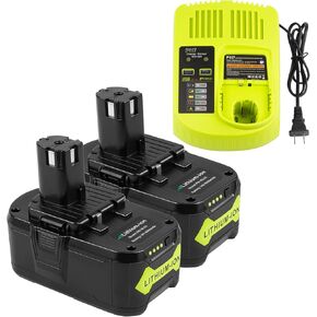 2 Packs 6.0Ah Lithium ion Battery Replacement for Ryobi 18V ONE+ P108(130429054) P102 P103 P104 P105 P107 Compatible with Cordless Power Tool