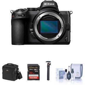 Nikon Z5 Full Frame Mirrorless Camera Basic Bundle with 32GB SD Card, Shoulder Bag, Flexible Tripod, Cleaning Kit